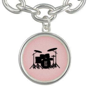 Monogram Drum Set Music Design Pink  Bracelet
