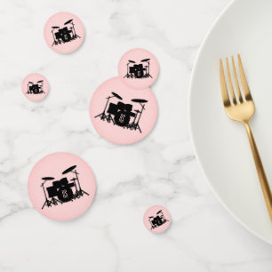 Monogram Drum Set Music Design Pink  Confetti