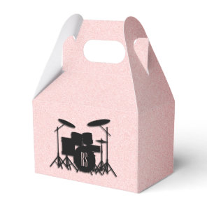 Monogram Drum Set Music Design Pink  Favor Boxes