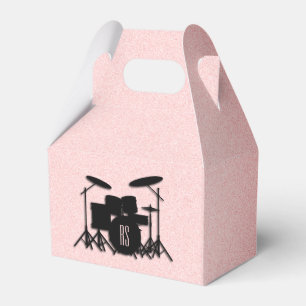 Monogram Drum Set Music Design Pink  Favor Boxes