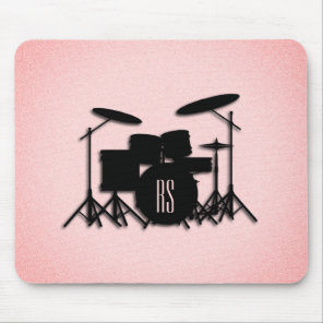 Monogram Drum Set Music Design Pink  Mouse Pad