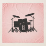 Monogram Drum Set Music Design Pink  Scarf<br><div class="desc">Simple design image of a full drum set with initials</div>