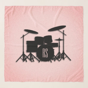 Monogram Drum Set Music Design Pink  Scarf