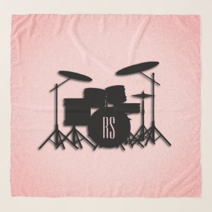Monogram Drum Set Music Design Pink Scarf