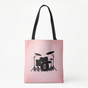 Monogram Drum Set Music Design Pink  Tote Bag