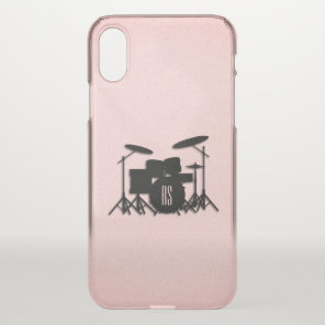Monogram Drum Set Music Design Pink  iPhone X Case