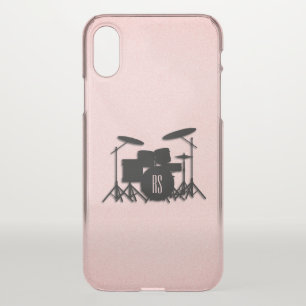 Monogram Drum Set Music Design Pink iPhone X Case