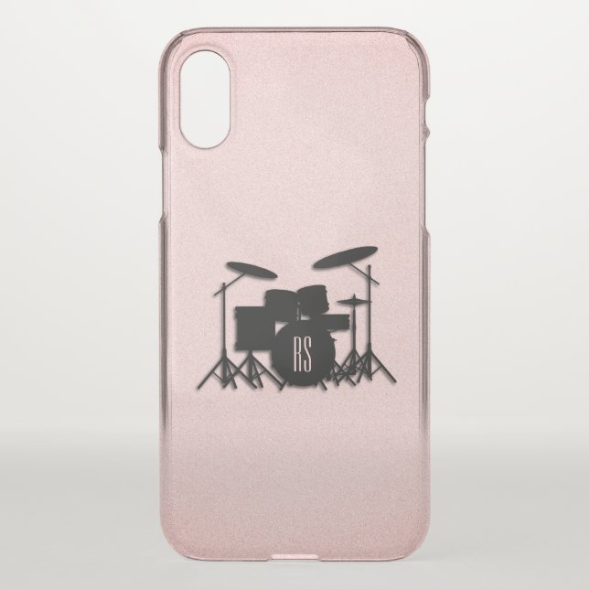 Monogram Drum Set Music Design Pink  Uncommon iPhone Case (Back)