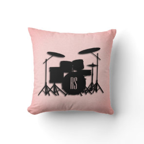 Monogram Drum Set Music Design  Throw Pillow