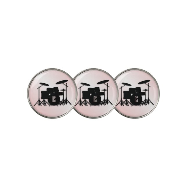 Monogram Drum Set Pink Golf Ball Marker (3 Up)