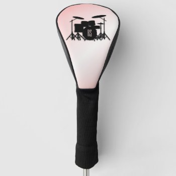 Monogram Drum Set Pink Golf Head Cover by LwoodMusic at Zazzle