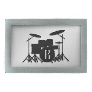 Monogram Drum Set Silver Belt Buckle