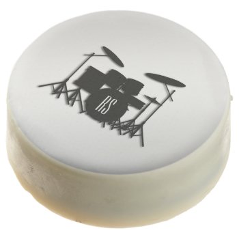 Monogram Drum Set Silver Chocolate Covered Oreo by LwoodMusic at Zazzle