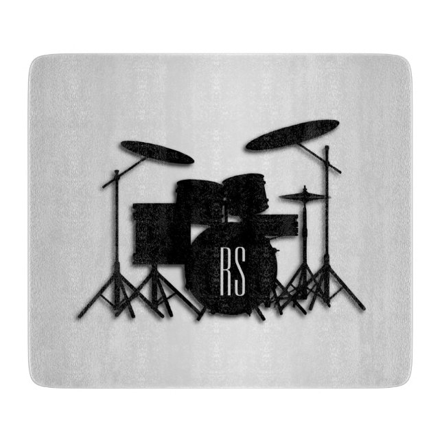Monogram Drum Set Silver Cutting Board (Front)