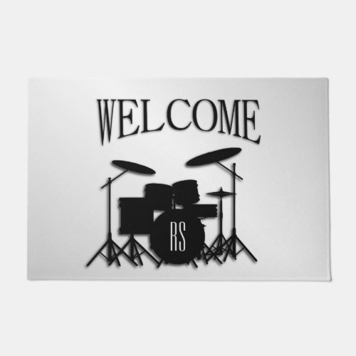 Monogram Drum Set Silver Doormat