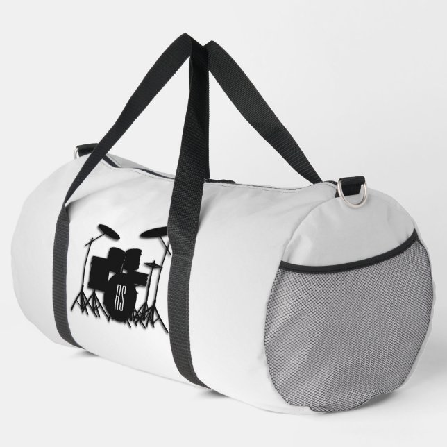 Monogram Drum Set Silver Duffle Bag (Right Corner)