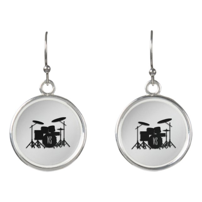 Monogram Drum Set Silver Earrings (Front)