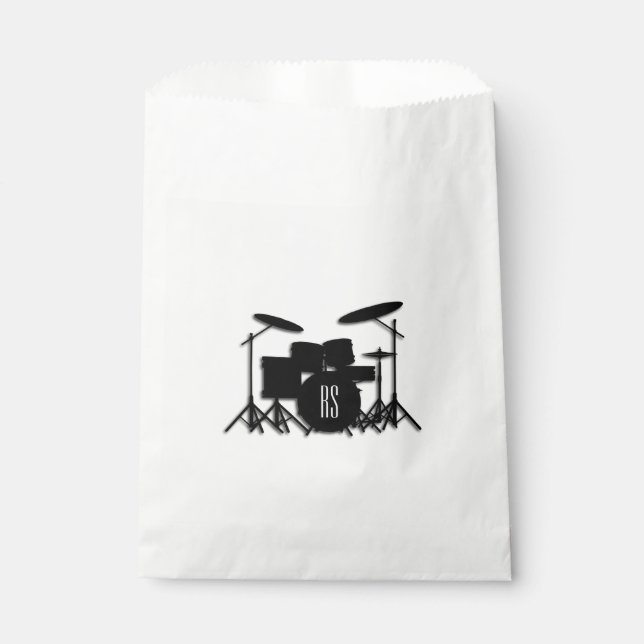 Monogram Drum Set Silver Favor Bag (Front)