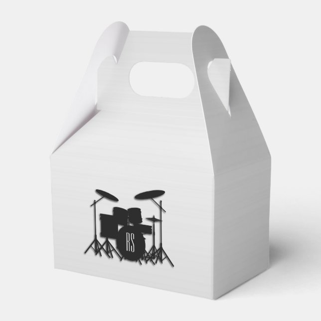 Monogram Drum Set Silver Favor Boxes (Front Side)