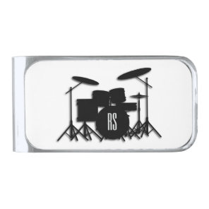 Monogram Drum Set Silver Finish Money Clip