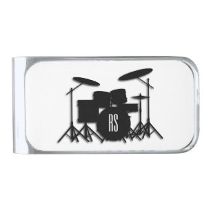 Monogram Drum Set Silver Finish Money Clip
