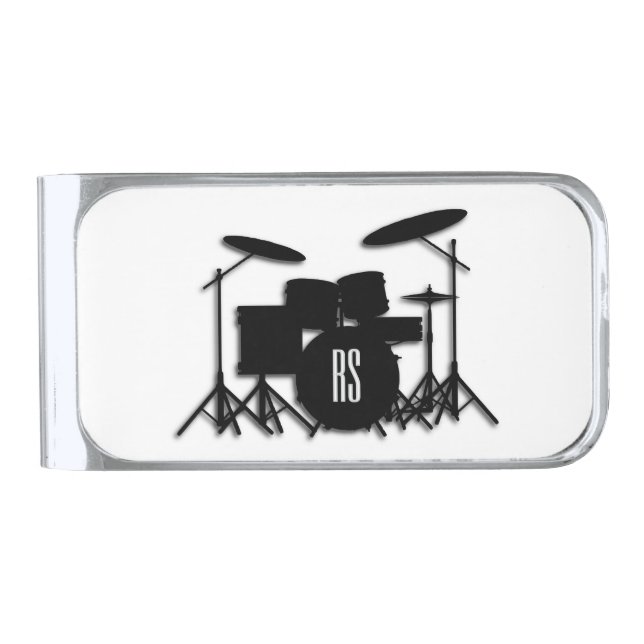 Monogram Drum Set Silver Finish Money Clip (Front)