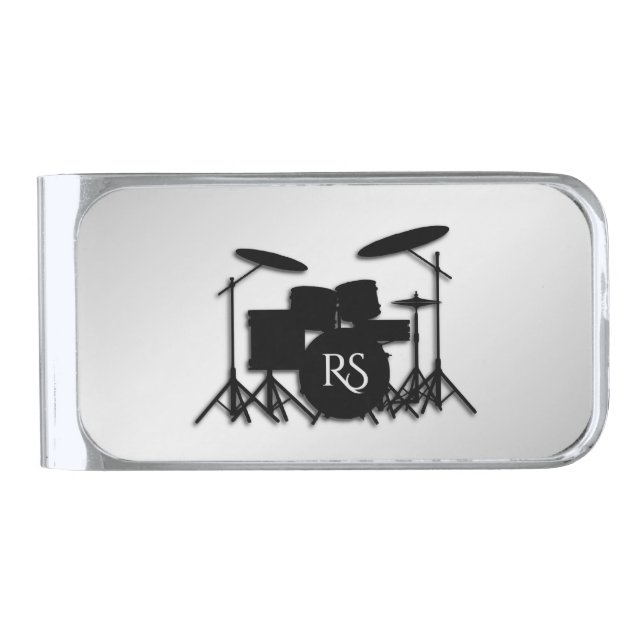 Monogram Drum Set Silver Finish Money Clip (Front)