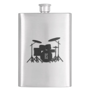 Monogram Drum Set Silver Flask
