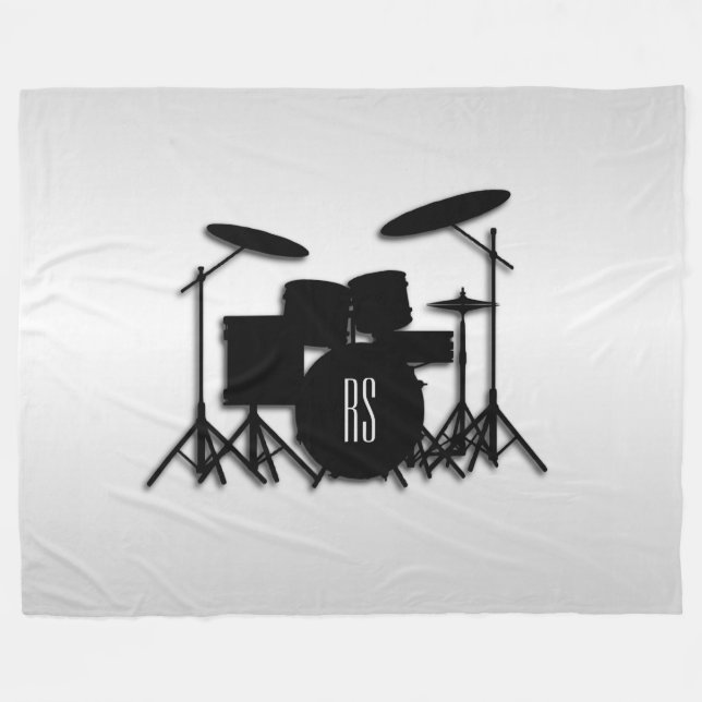 Monogram Drum Set Silver Fleece Blanket (Front (Horizontal))