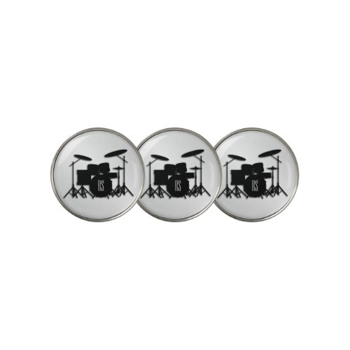 Monogram Drum Set Silver Golf Ball Marker