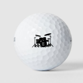 Monogram Drum Set Silver Golf Balls by LwoodMusic at Zazzle
