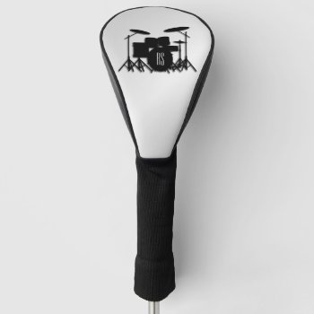 Monogram Drum Set Silver Golf Head Cover by LwoodMusic at Zazzle