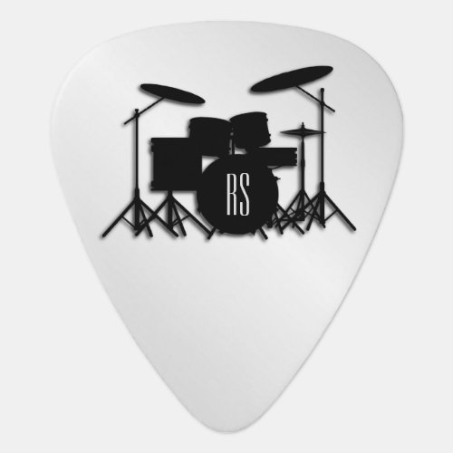 Monogram Drum Set Silver Guitar Pick