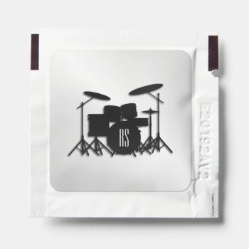 Monogram Drum Set Silver Hand Sanitizer Packet by LwoodMusic at Zazzle