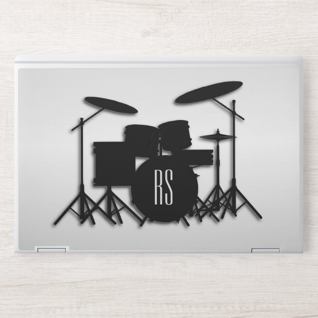Monogram Drum Set Silver HP Laptop Skin (Front)