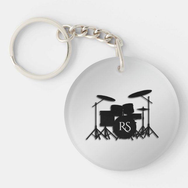 Monogram Drum Set Silver Keychain (Front)