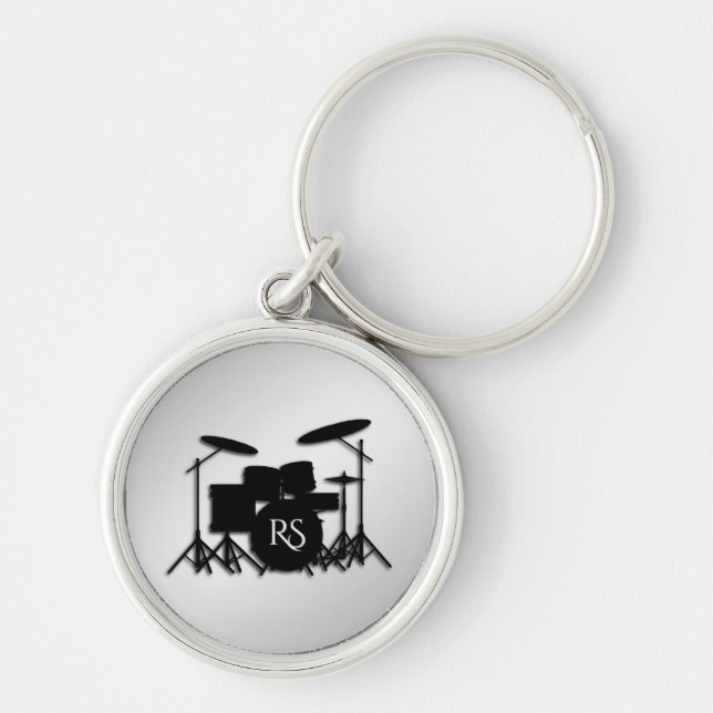 Monogram Drum Set Silver Keychain (Front)