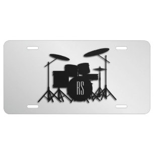 Monogram Drum Set Silver License Plate