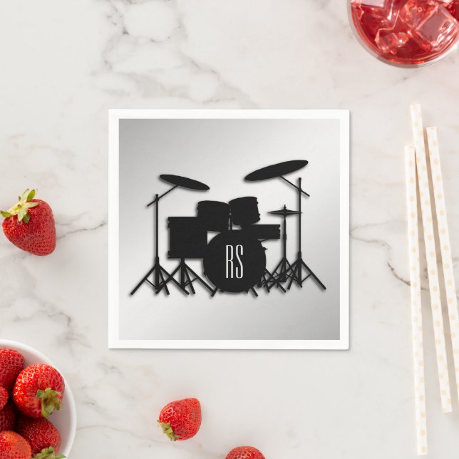Monogram Drum Set Silver Napkins (Insitu)