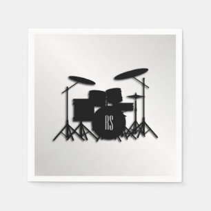 Monogram Drum Set Silver Napkins