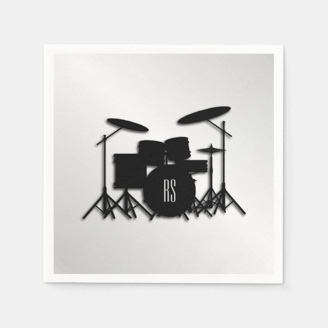 Monogram Drum Set Silver Napkins (Front)