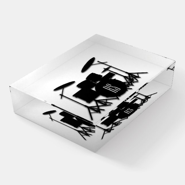Monogram Drum Set Silver Paperweight (Angled)