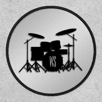 Monogram Drum Set Silver Patch by LwoodMusic at Zazzle