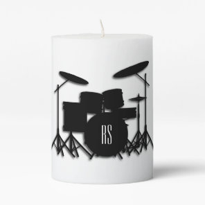 Monogram Drum Set Silver Pillar Candle