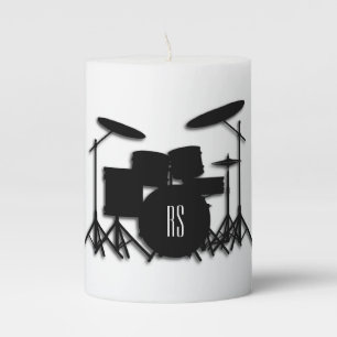 Monogram Drum Set Silver Pillar Candle