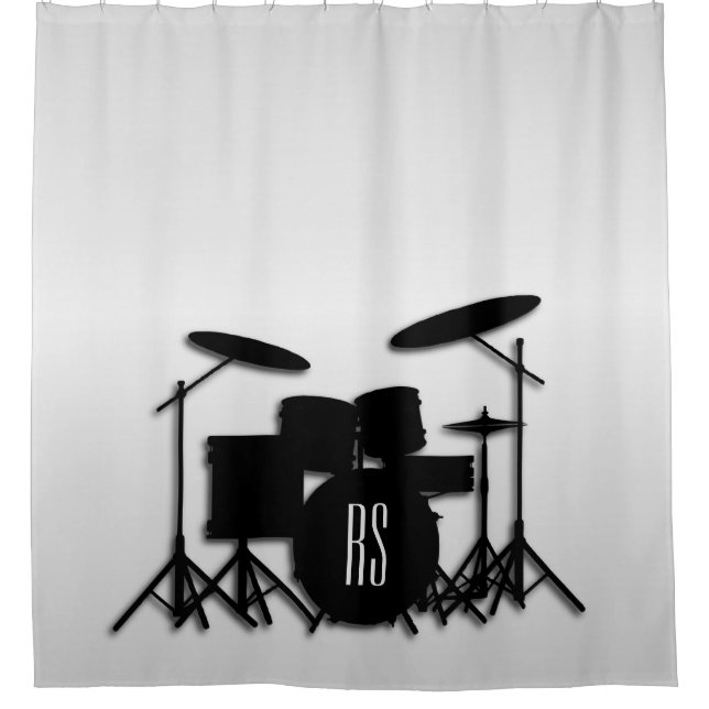 Monogram Drum Set Silver Shower Curtain (Front)