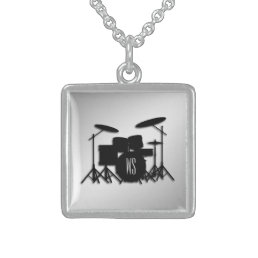 Monogram Drum Set Silver Sterling Silver Necklace
