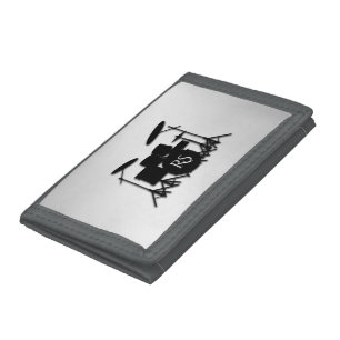Monogram Drum Set Silver Trifold Wallet