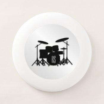 Monogram Drum Set Silver Wham-o Frisbee by LwoodMusic at Zazzle