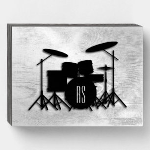 Monogram Drum Set Silver Wooden Box Sign